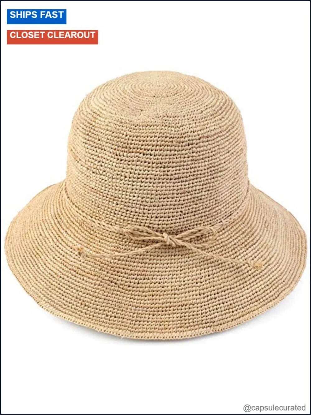 Women's Straw Bucket Hat Beach Sun Protection Wide Brim Packable Adjustable